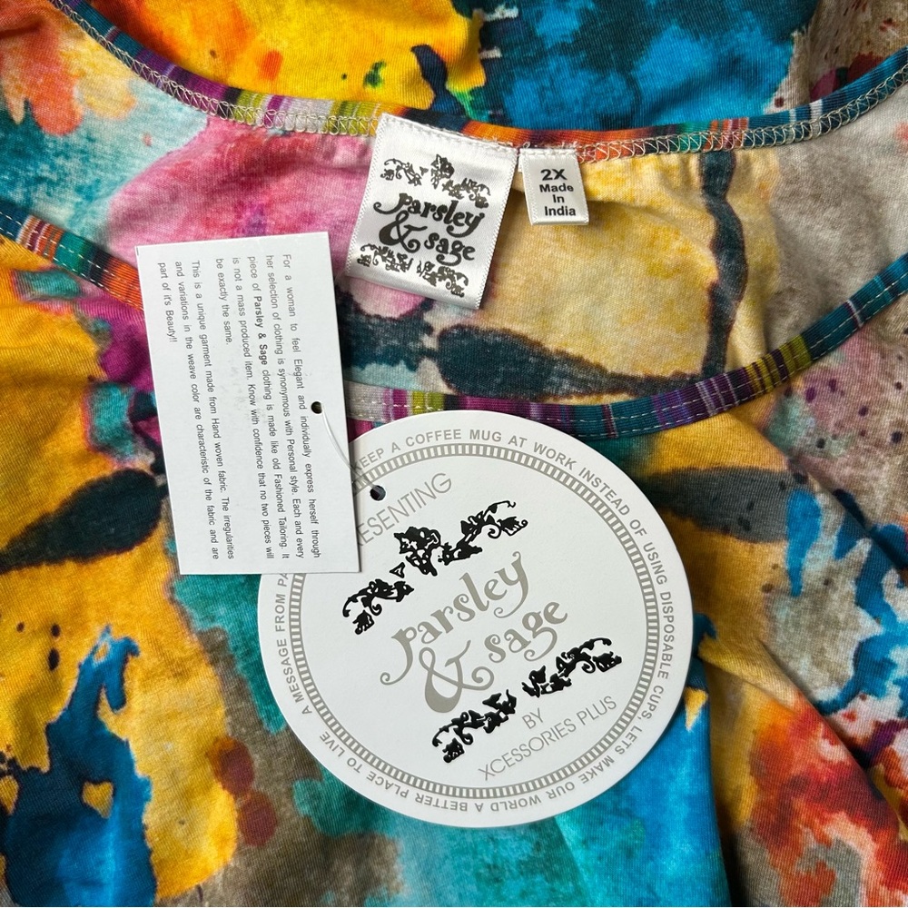 PARSLEY & SAGE Women Size 2X Multicolor Abstract Art Asymmetrical Tunic Top. - Picture 6 of 12